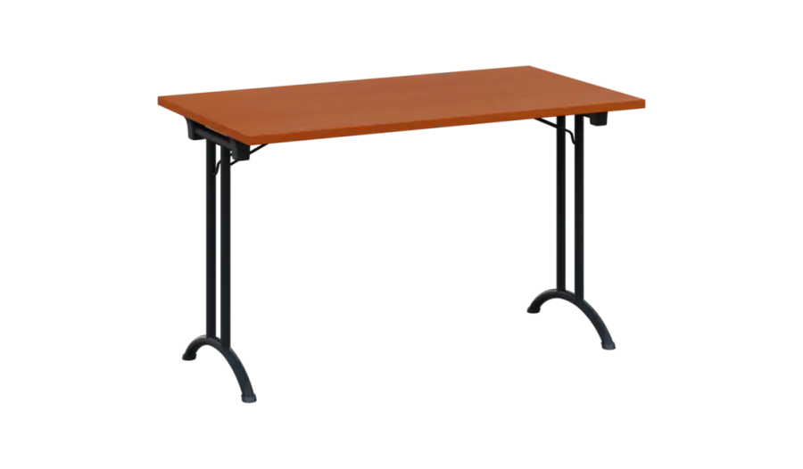 SLA 125 lak skládací jednací stůl 1250x700, deska 25 mm, podnož černý lak, deska třešeň šumavská